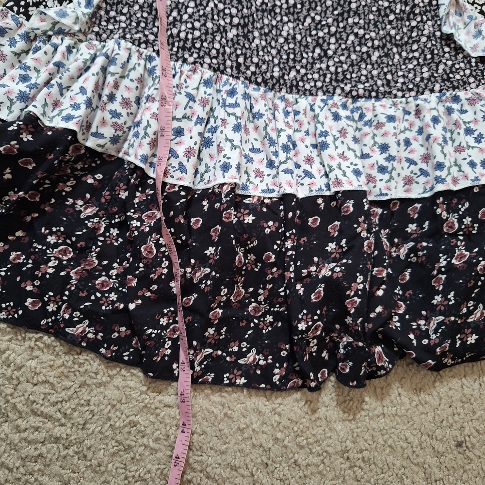 Free People Mixed Patchwork Cottagecore Boho Floral Midi Dress Size 4 - Picture 8 of 8
